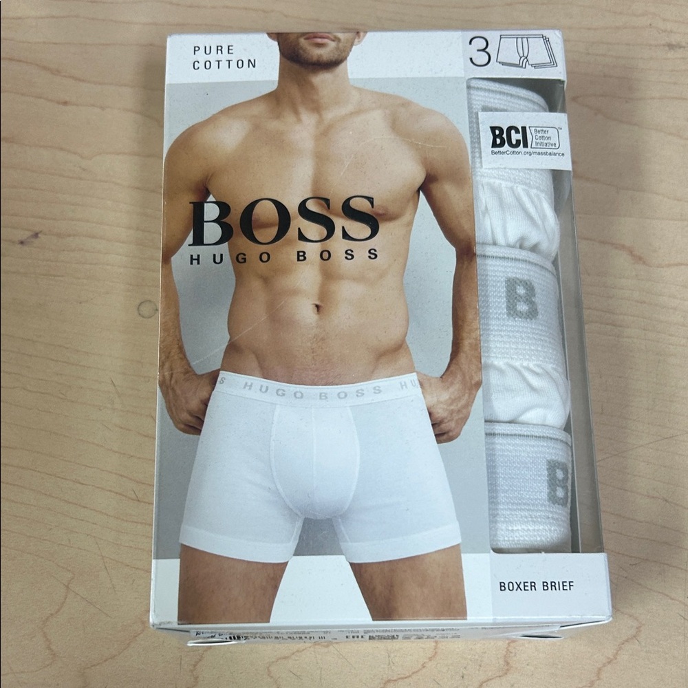 Hugo Boss Men's White Boxer Briefs 3 Pack New